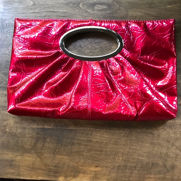 Express Cherry Red Metallic Clutch - Picture 1 of 3
